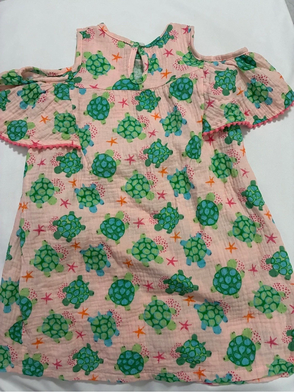 Mudpie Dress Size 5T Sea Turtle Cold Shoulder 100% Cotton Dress. Sweetness